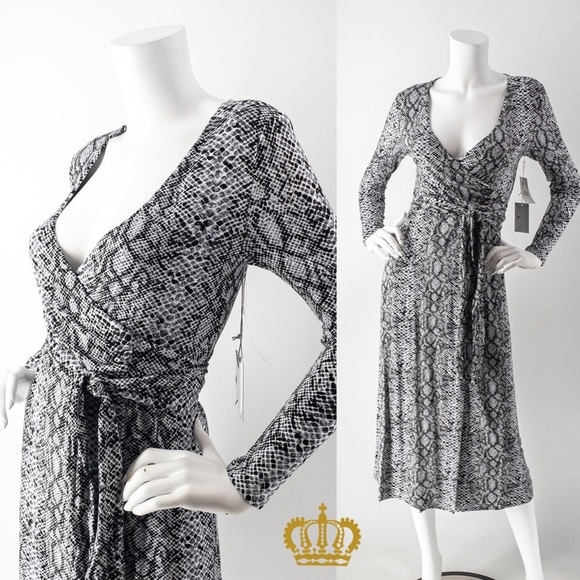 NWT GOOD AMERICAN Snake Print Wrap Dress C0191 & C0192 - Picture 1 of 15
